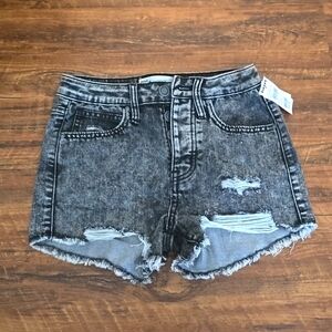 NWT Vintage High Rise Denim Shorts RSQ Size 23 Black Acid Wash